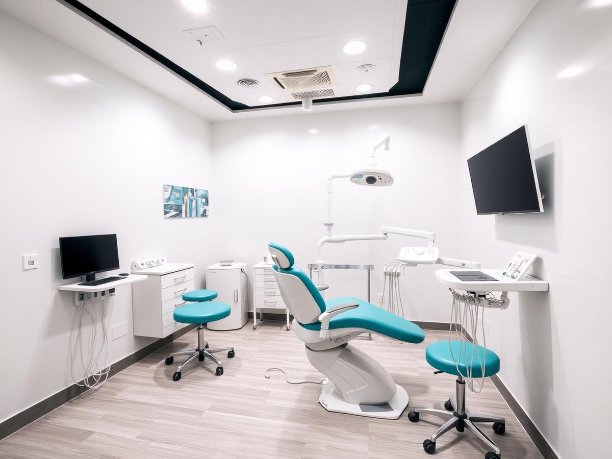 Consultório com cadeira odontológica moderna